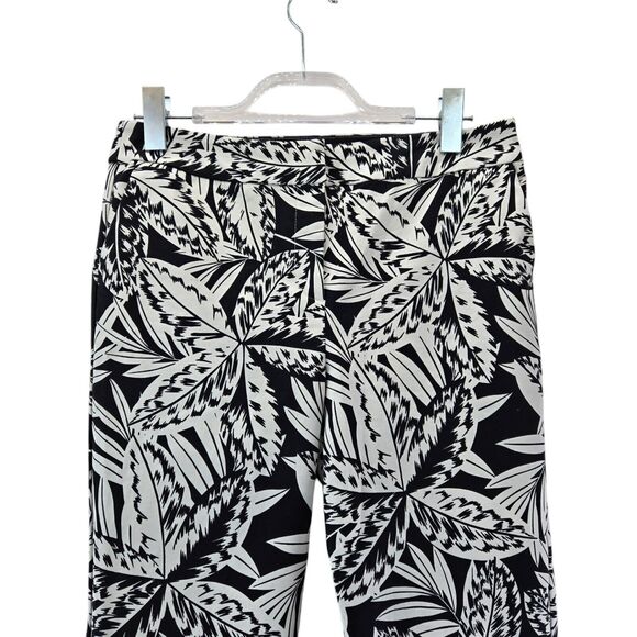 Boden Tropical Pants Womens 8 Black White Palm Tree Straight Leg Crop Resort - Picture 2 of 10
